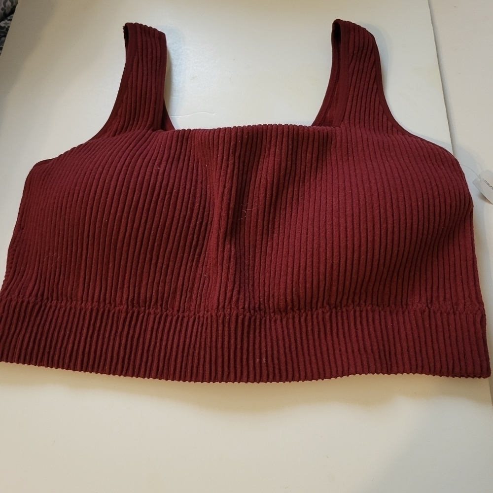 NWT Maurice's Ribbed bralette XXL Burgundy tank cropped